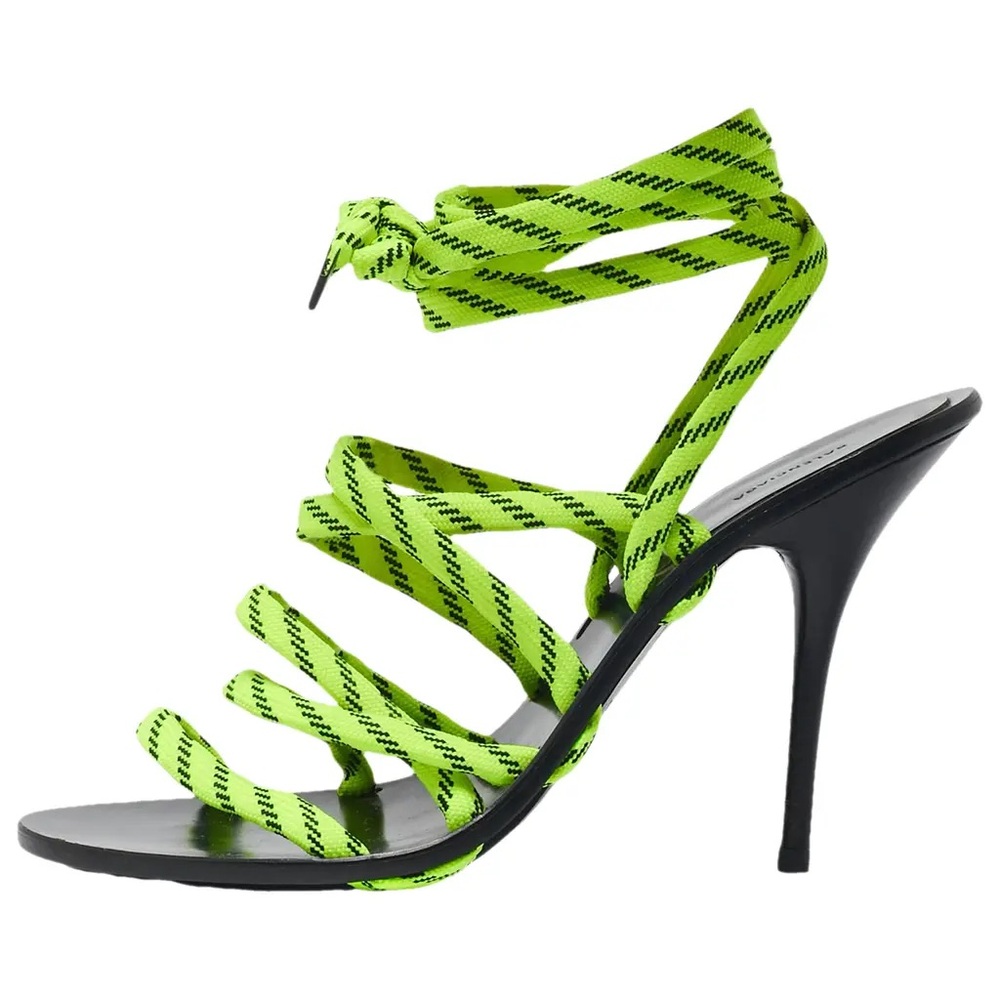 Authentic Balenciaga Green 110mm Rope-detailed Heels